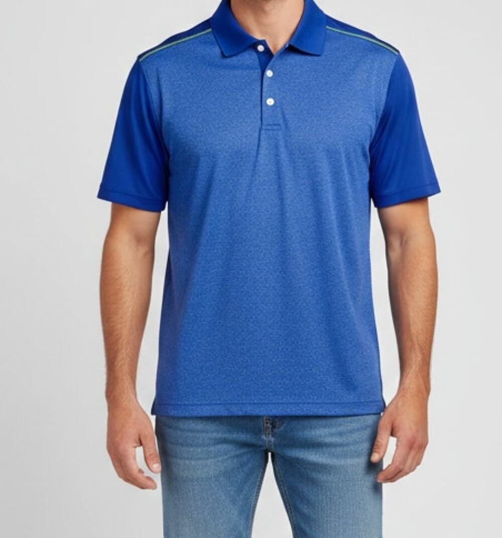 Bolle Golf Men Medium 100% Polyester Two Tone Blue Golf Polo Short Sleeve Shirt